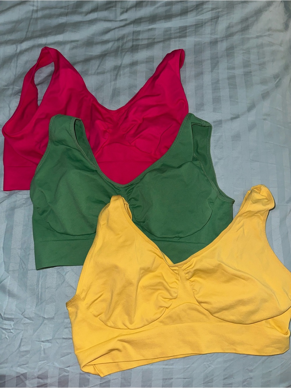 Seamless Scoop Bralette - Pink, Green & Yellow
